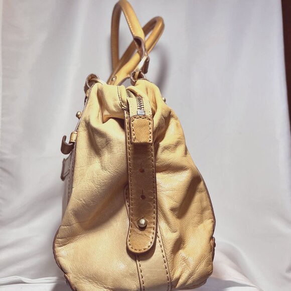 Sigrid Olsen Tan Leather shoulder/Tote/Purse-Large-Inside Pink/Green-Ph. Pocket - Picture 10 of 16